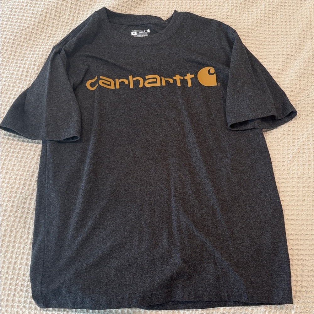 Carhartt Men’s Dark Gray Short-Sleeve Tee with Gold Logo